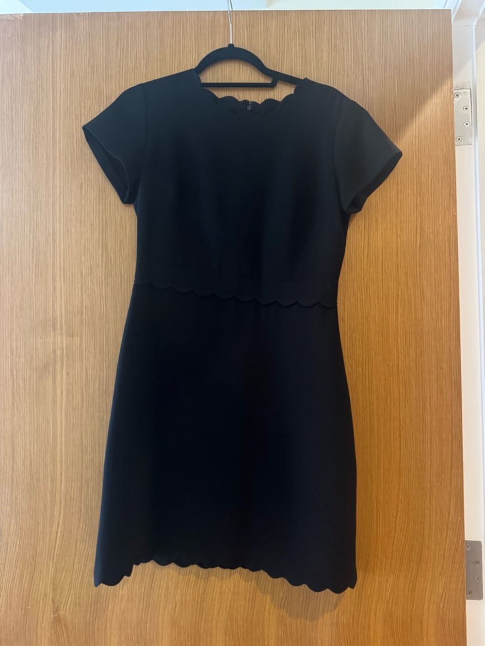 Club Monaco Black Mini Dress with Scalloped Hem